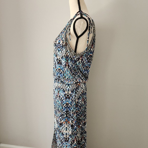 PARKER Madera Paint Beaded Halter Dress Size Small‎ - Picture 5 of 12